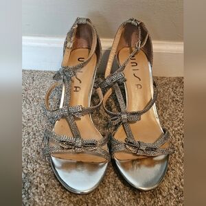 Unisa Silver Sparkle Strappy Heels